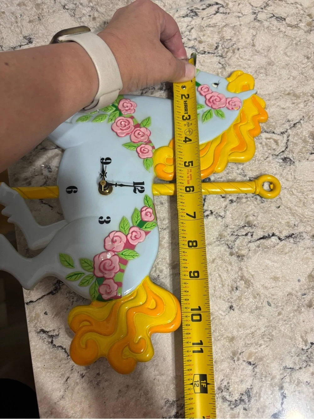 Vintage J.S.N.Y. Plastic Carousel Horse Wall Clock Retro Nursery Decor